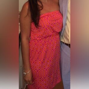 Mudpie women XS polyester and spandex strapless mini dress with tie around waist